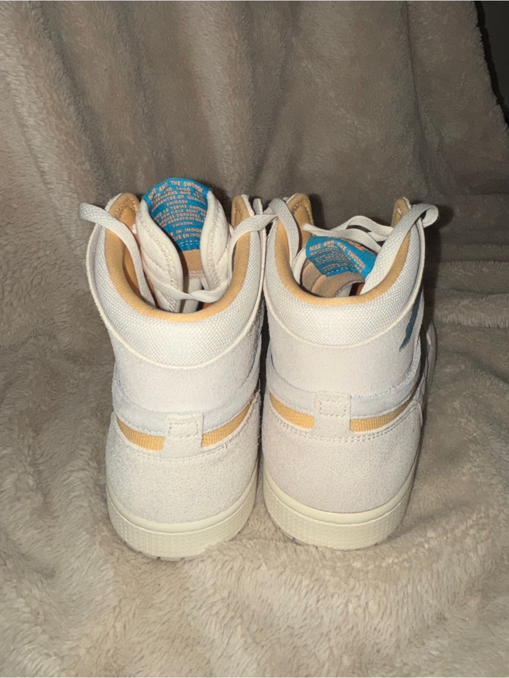 Air Jordan 1 ZM Air CMFT High-Top Sneakers in White with Orange and Blue Accents - Picture 3 of 4